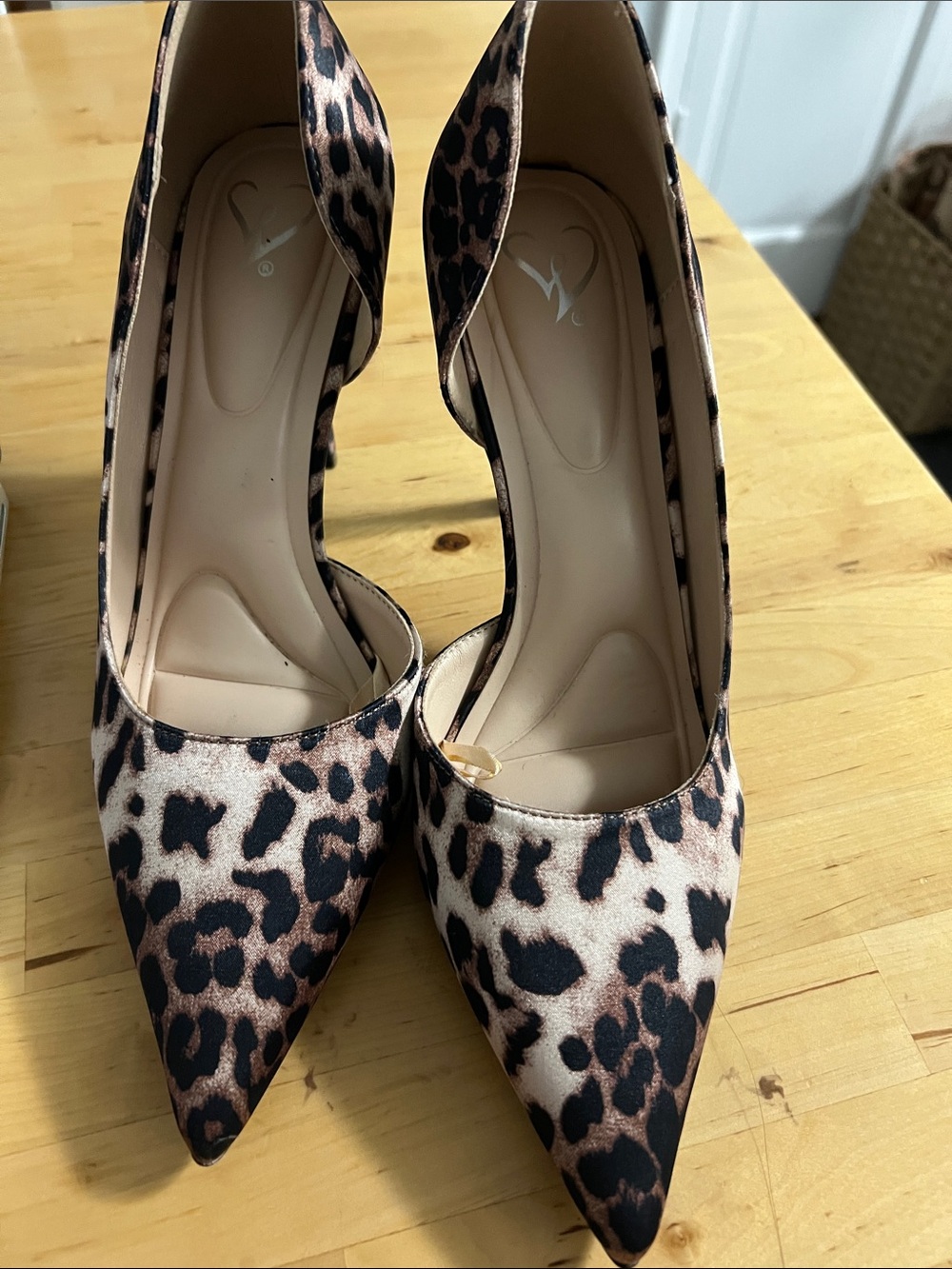 Leopard Print Pointed Toe Satin D'Orsay Pump - Brown/Black